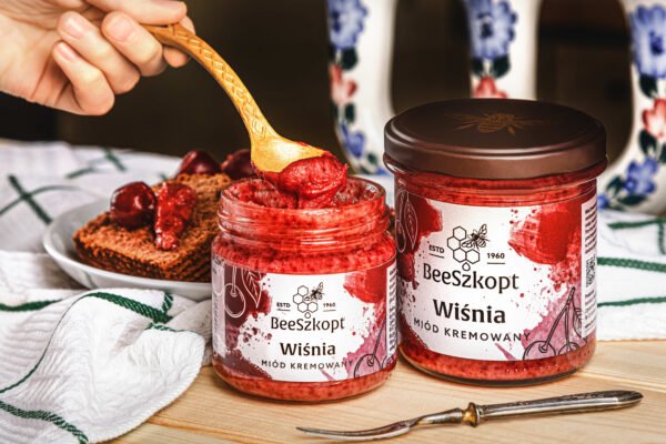 Miód kremowany wiśnia od BeeSzkopt