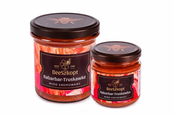 Miód kremowany rabarbar truskawka packshot
